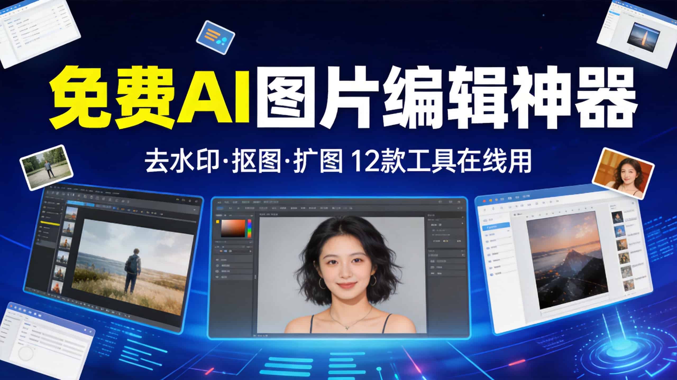 AI Image Editor：12款免费AI图片处理工具，去水印、抠图、扩图在线搞定