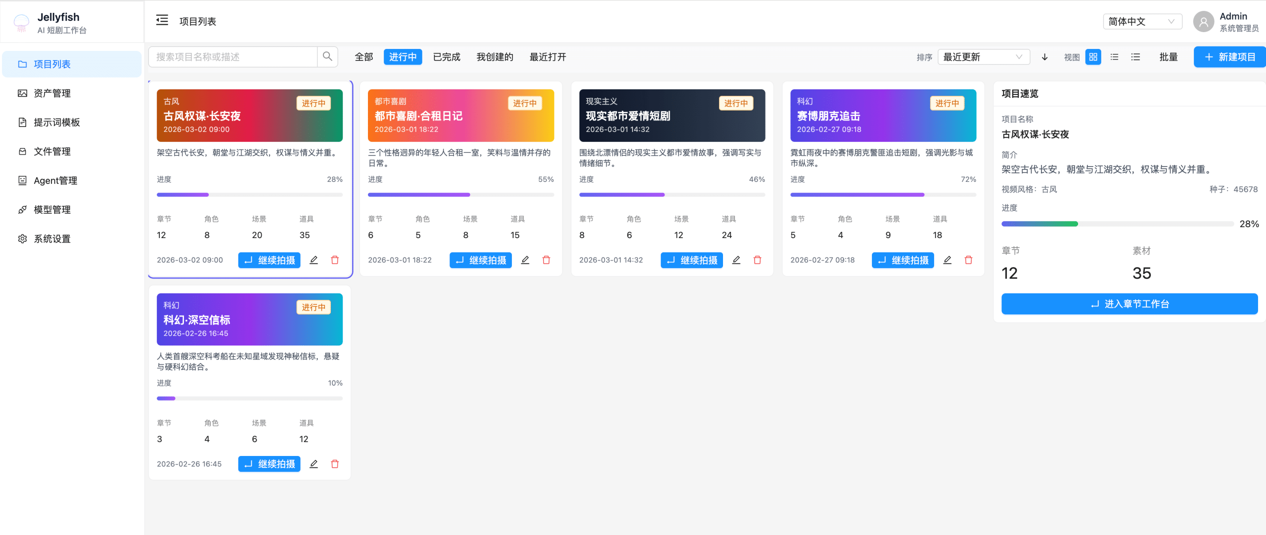 Jellyfish 项目概览界面