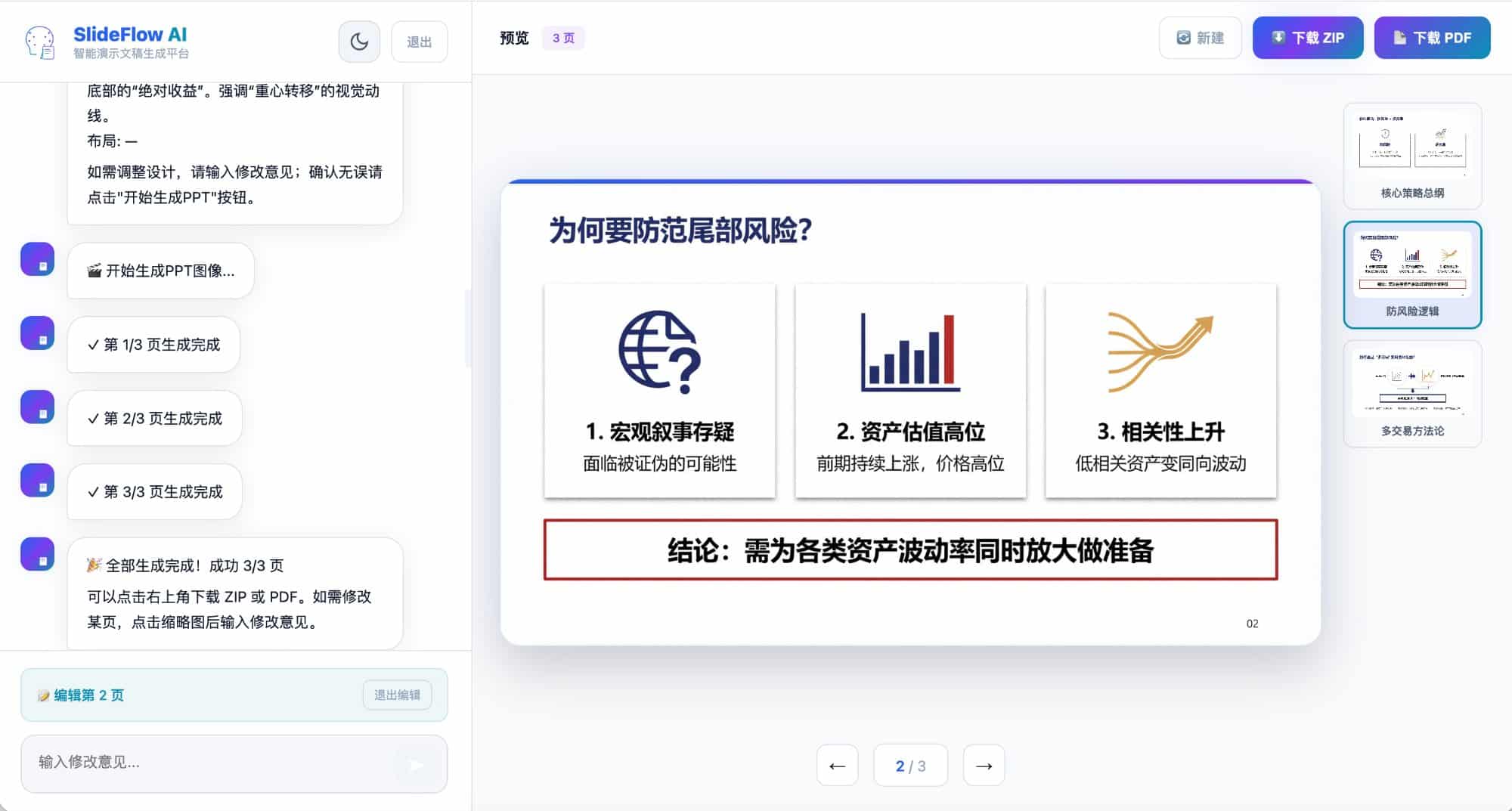 SlideBot AI 逐页生成 PPT 图片并支持单页修改