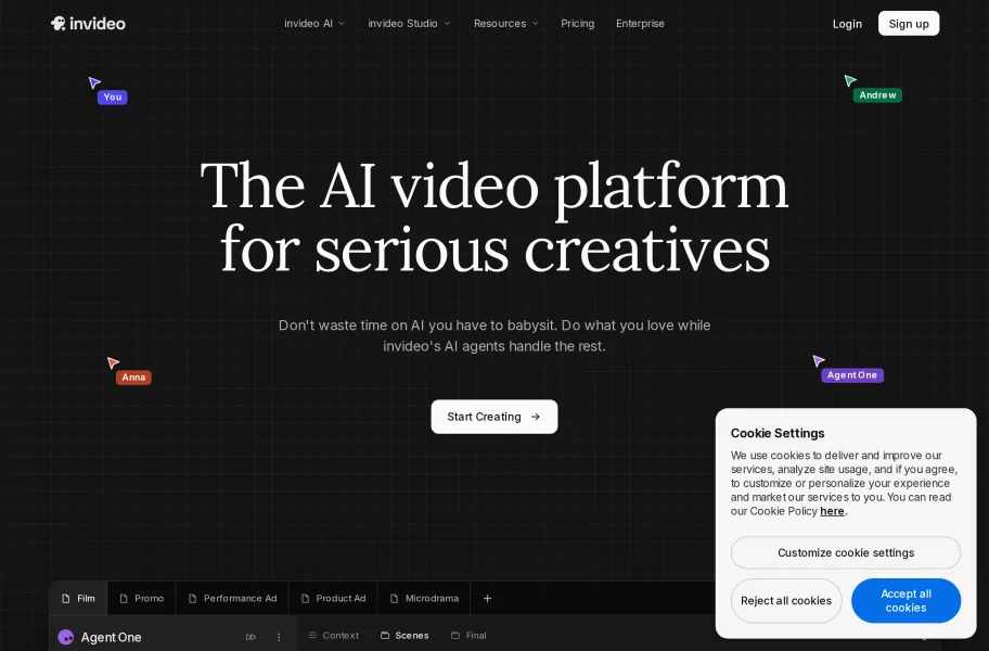 InVideo官网首页截图