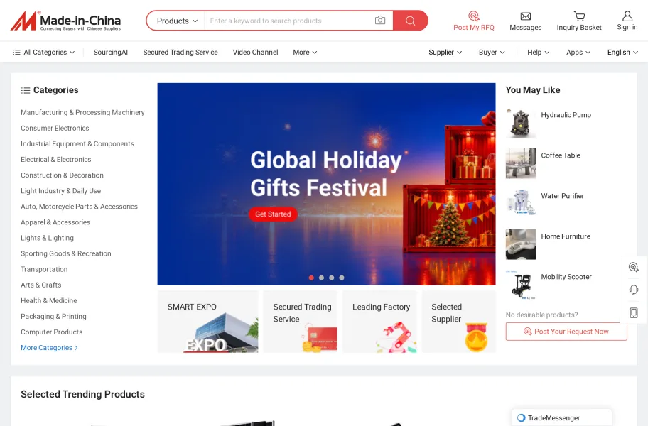 中国制造网 – 中国工厂接外贸订单的出口B2B官网首页截图