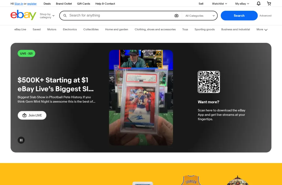 eBay易贝 – 长尾非标品的老牌跨境平台官网首页截图