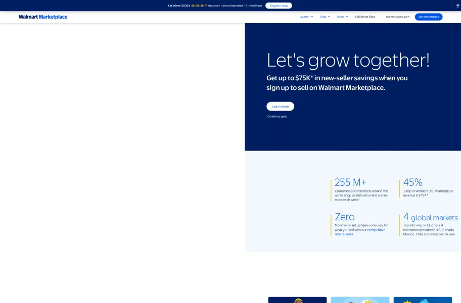 Walmart沃尔玛 – 美国仅次亚马逊的电商渠道官网首页截图
