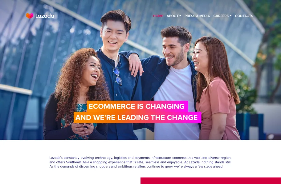 Lazada – 阿里旗下东南亚六国跨境电商官网首页截图