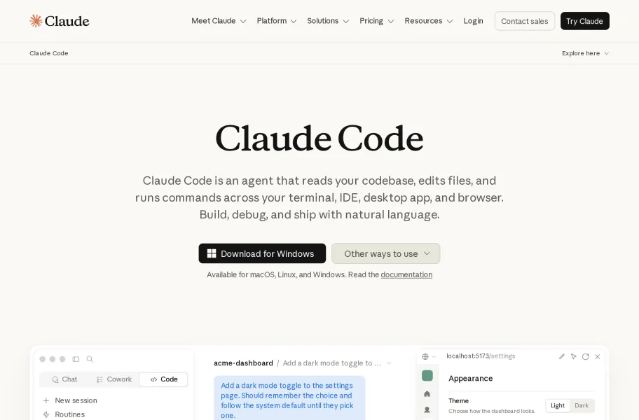 Claude Code官网首页截图网站图标
