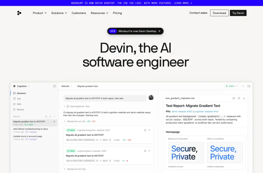 Devin官网首页截图