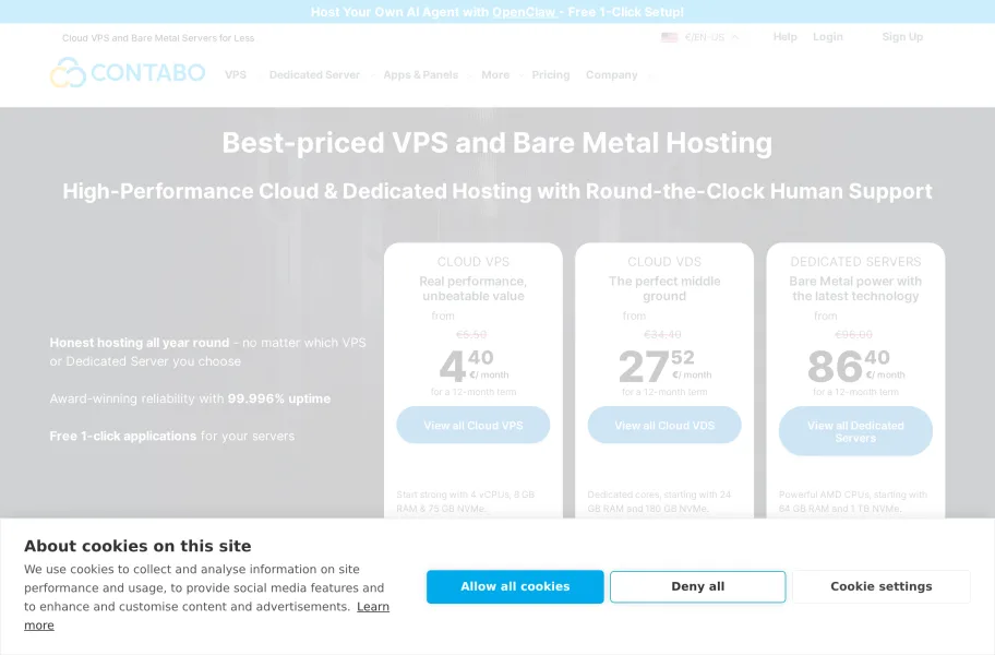 Contabo – 超低价大内存的德国VPS服务器官网首页截图