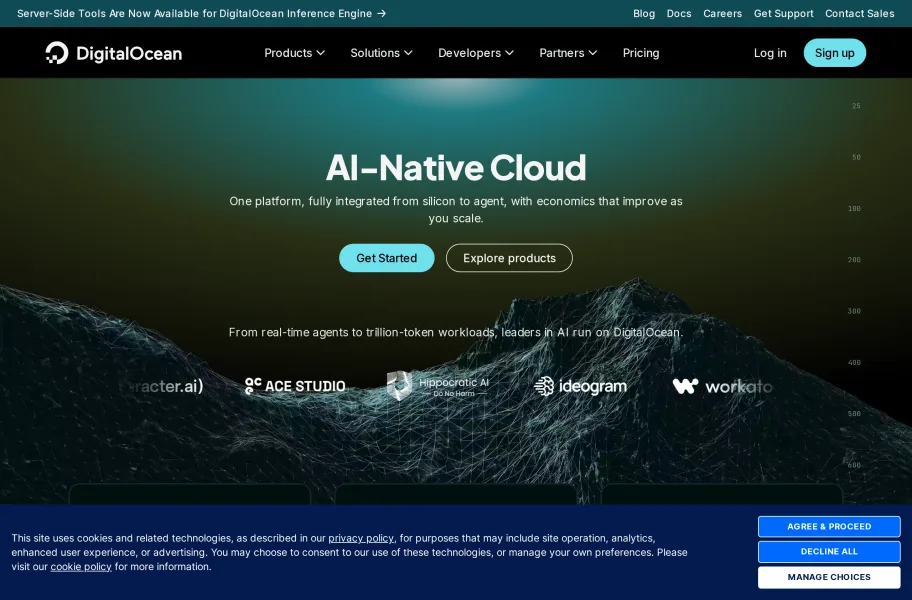DigitalOcean新加坡 – 简单透明的东南亚开发者云官网首页截图