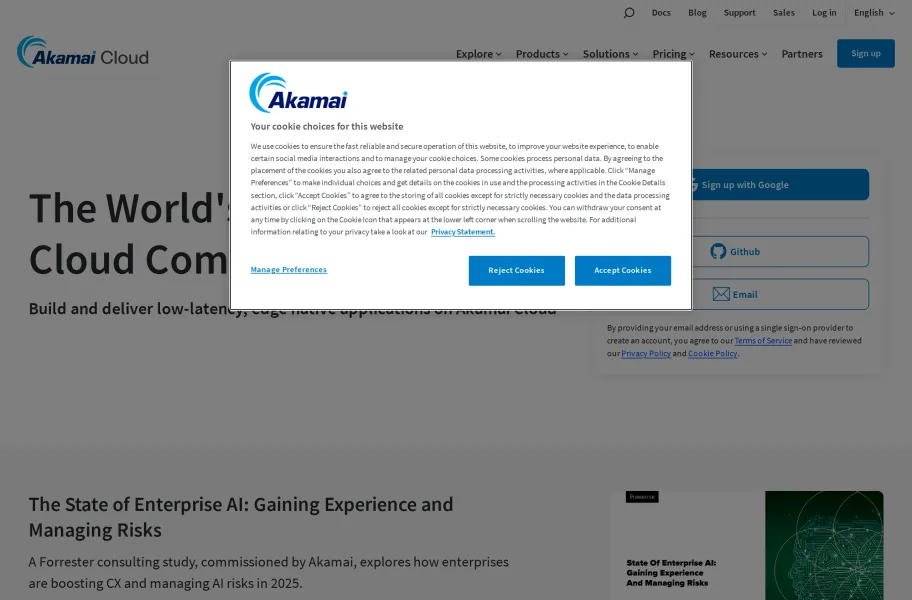 Linode/Akamai – 老牌开发者云加全球边缘网络官网首页截图