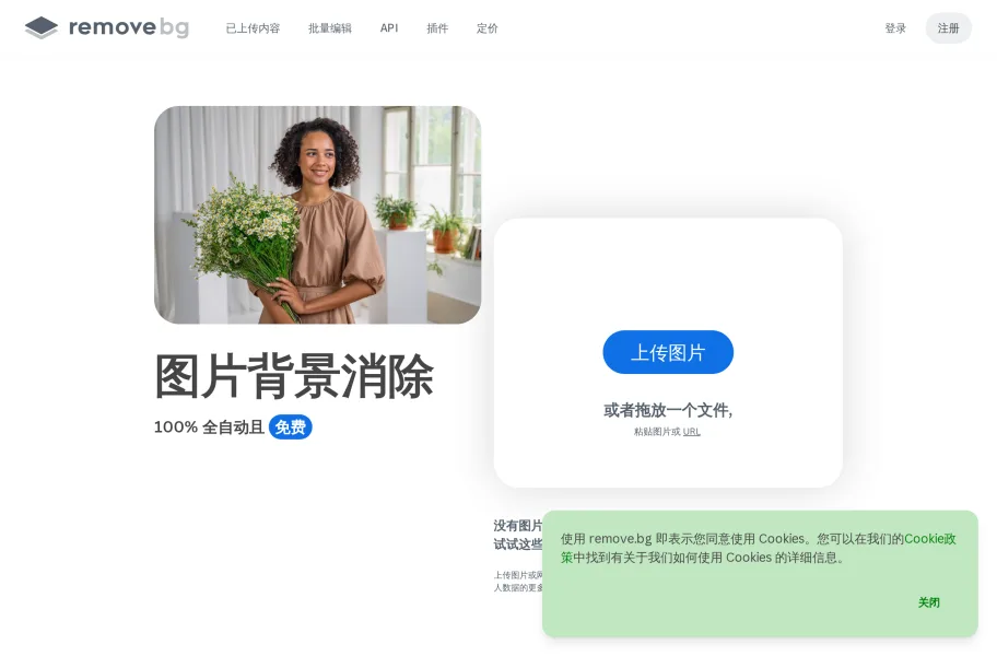 Remove.bg – 几秒搞定的AI自动抠图去背景官网首页截图