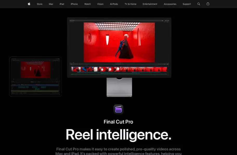 Final Cut Pro – 苹果出品的Mac专业剪辑官网首页截图