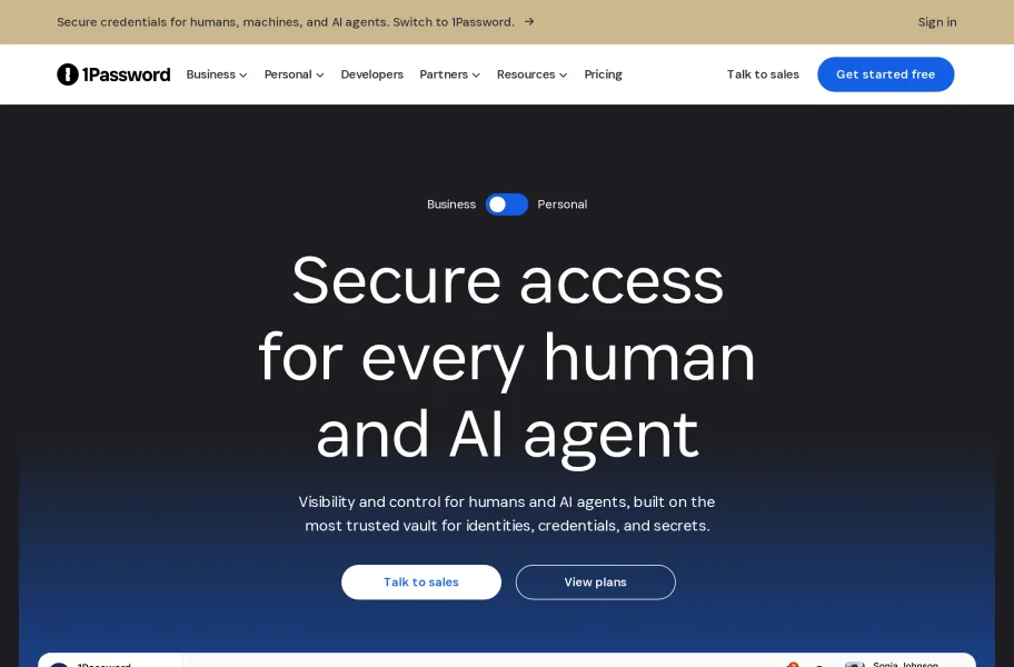 1Password – 体验精致的老牌密码管理器官网首页截图