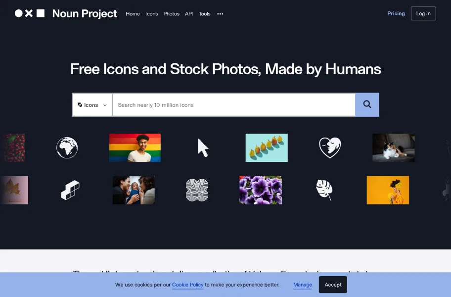 The Noun Project – 概念全覆盖的图标百科官网首页截图