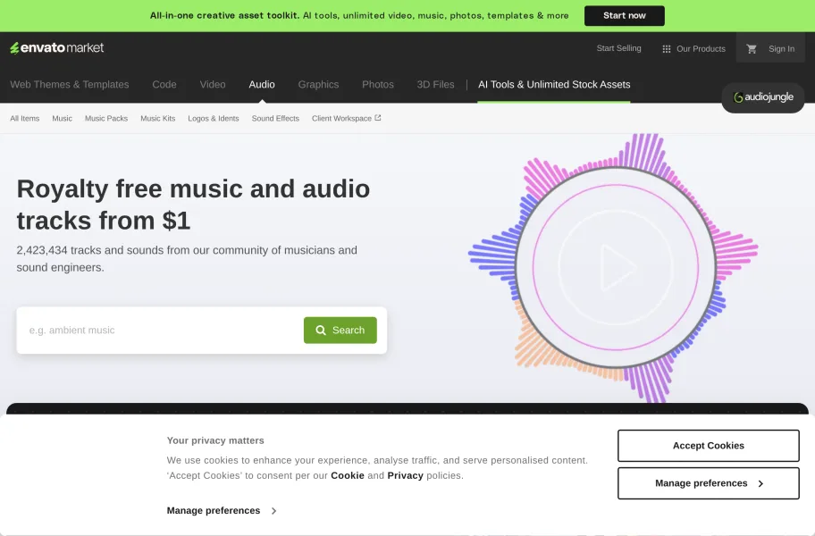 AudioJungle官网首页截图