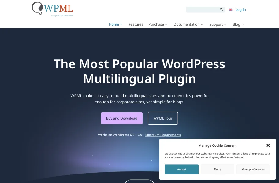 WPML官网首页截图