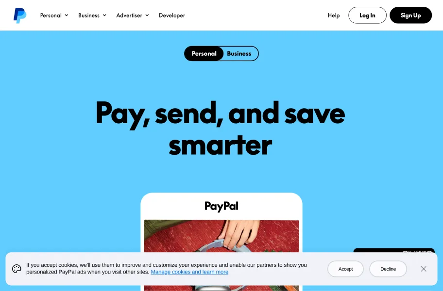 PayPal官网首页截图网站图标