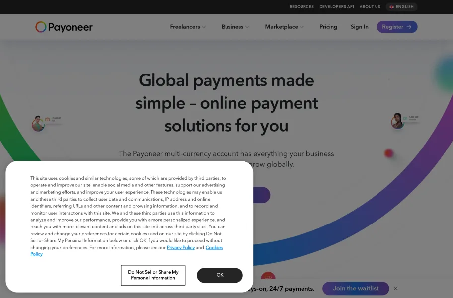 Payoneer官网首页截图