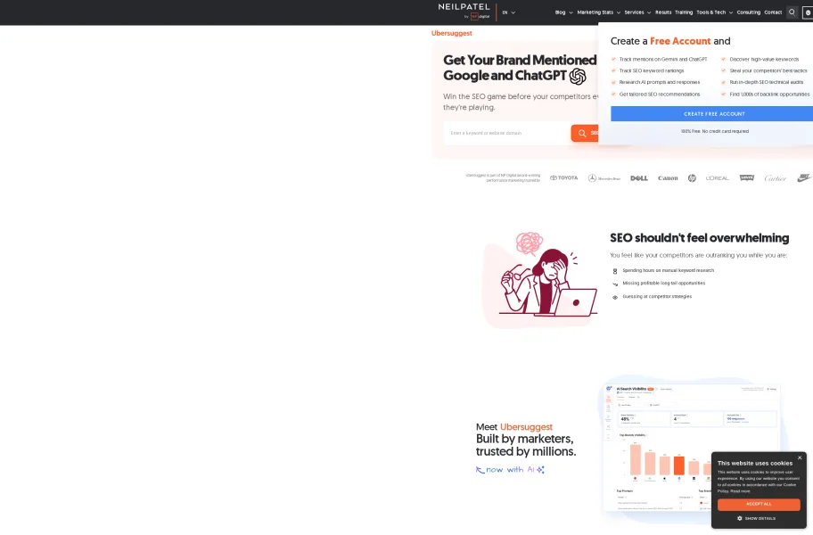 Ubersuggest官网首页截图